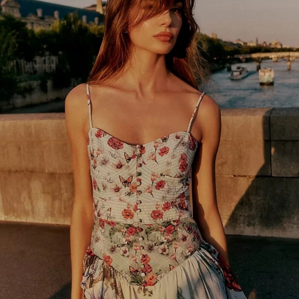New Anthropologie The Muse Basque-Waist Midi Dress NWT - Picture 9 of 12